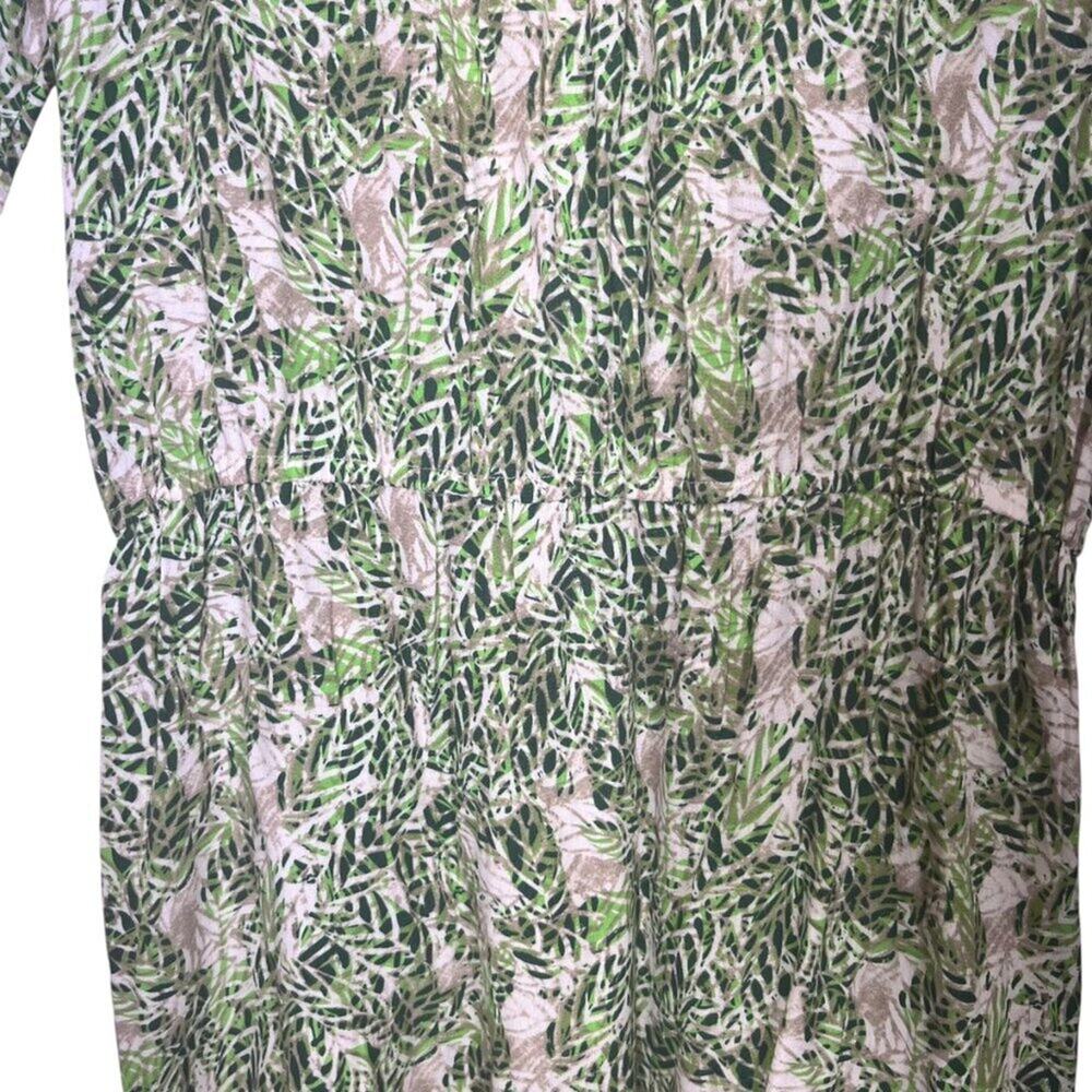 CAbi Dress Green Women's Size M Faux Wrap Elastic Waist Long Sleeve Green Tropic - Picture 5 of 12